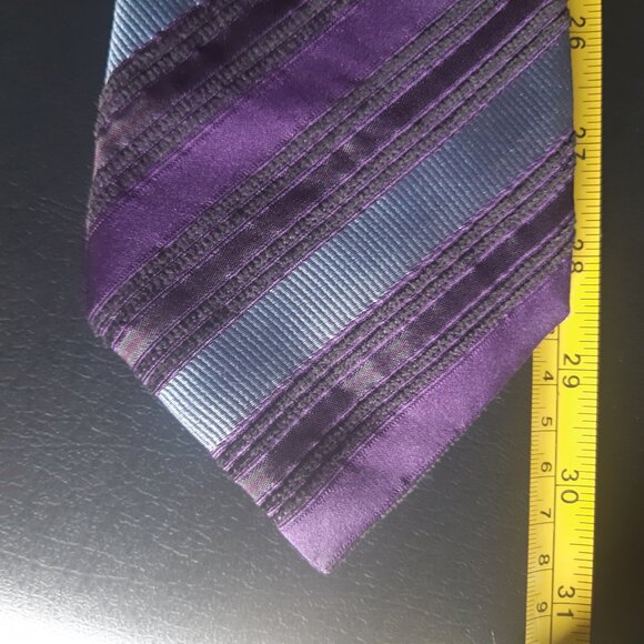 Canali 100% Silk Men's Neck Tie, Purple & Grey Diagonal Stripes - Picture 8 of 12